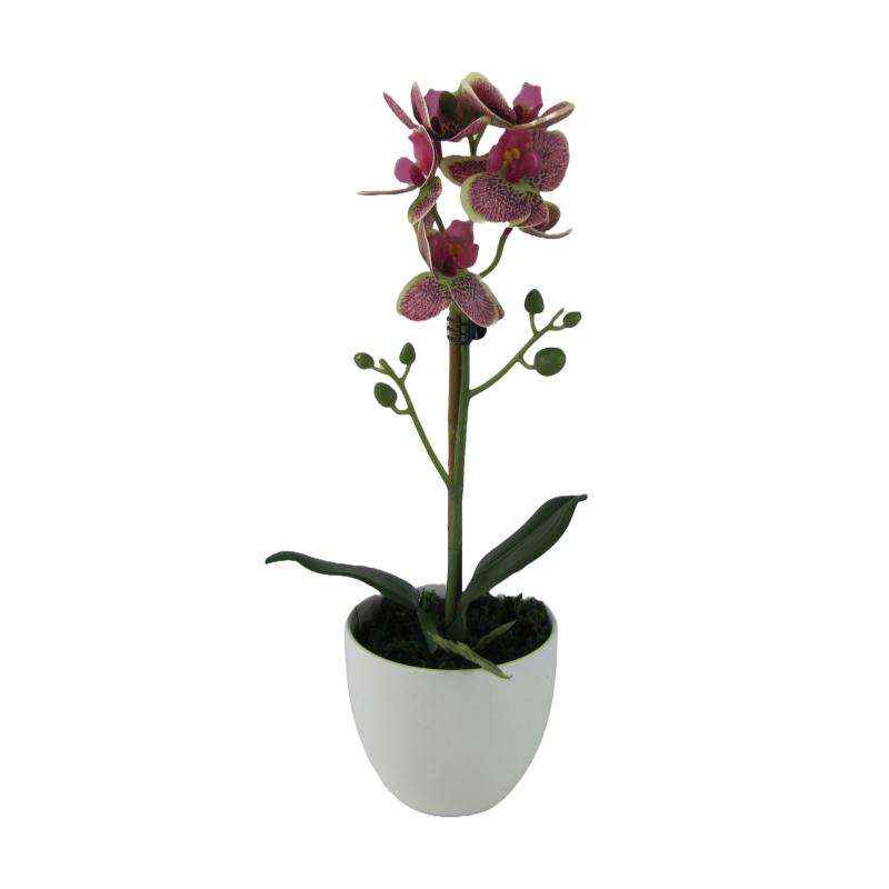 Sztuczny storczyk w doniczce 37cm cętki żółte (5 szt.)